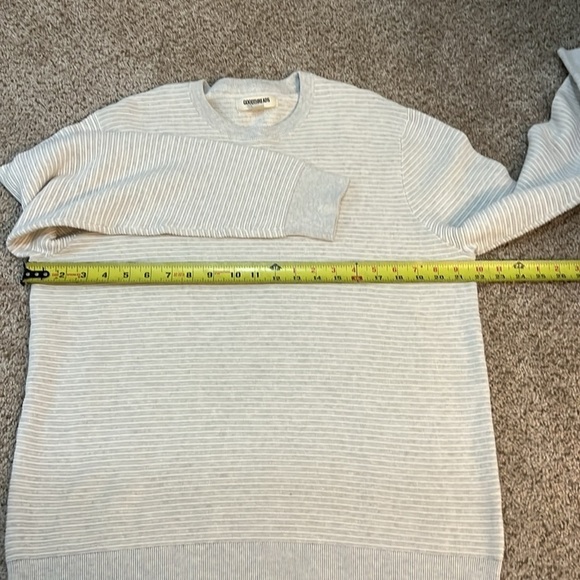 Goodthread Cotton Sweater Men's xL Gray Striped Waffle Knit Crew Neck Pullover - Picture 6 of 11